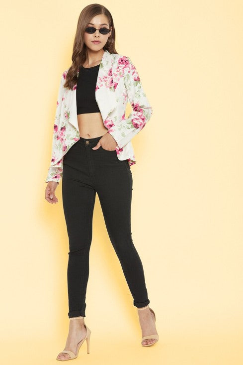 Floral Printed Blazer Style Shrug