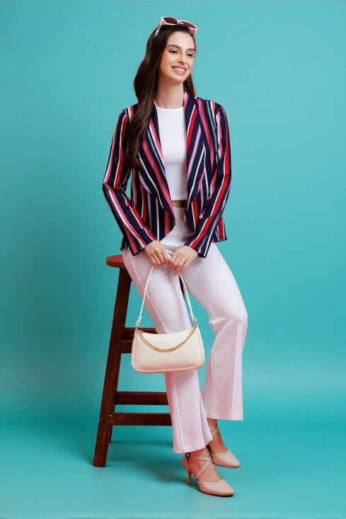 Striped Blazer Style Shrug