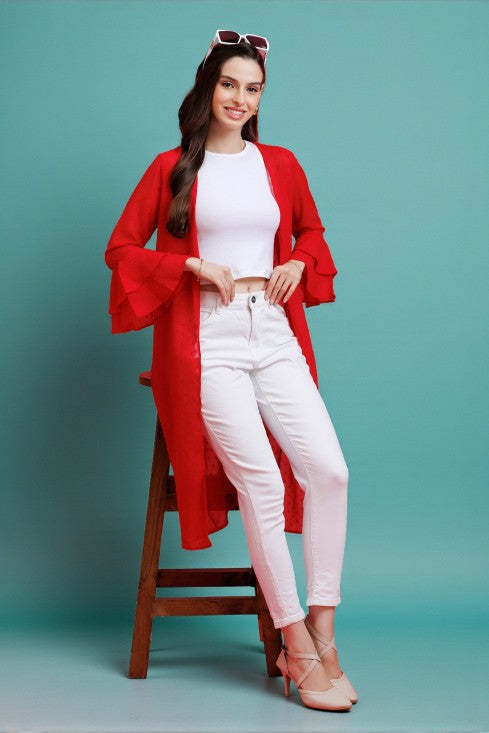 Dobby Bell Sleeves Shrug