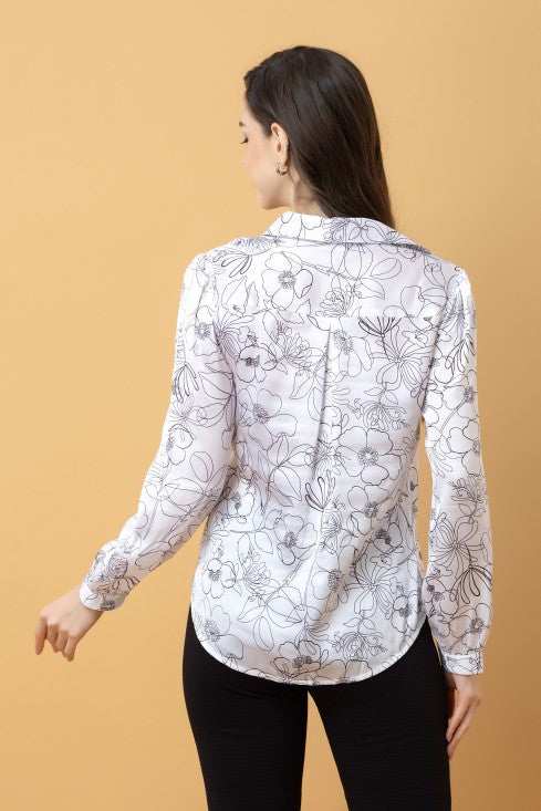 Casual Printed Satin Shirt