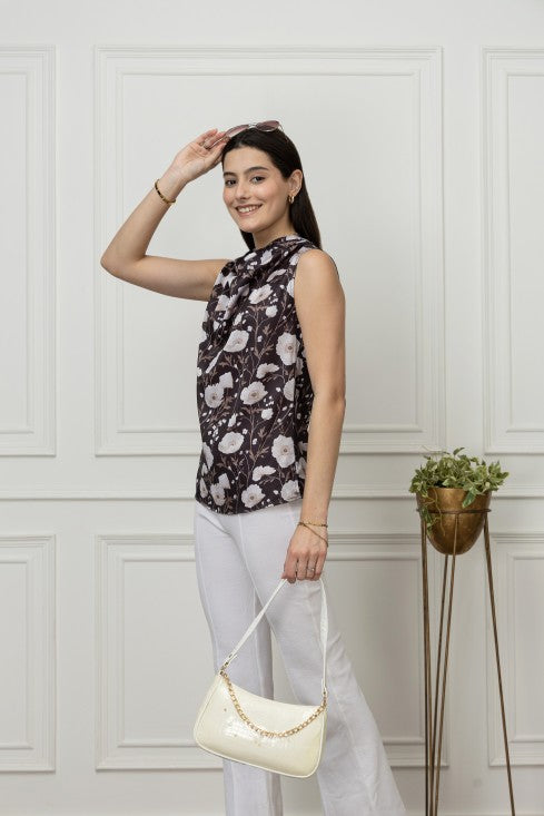 Floral Cowl Neck Top