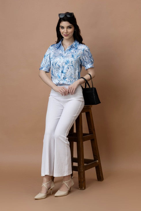 Printed Cuffed Sleeves Casual Shirt