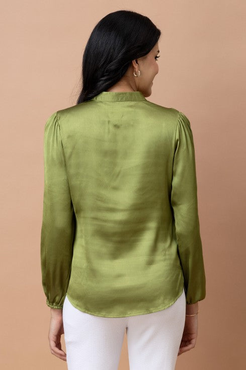 Pleated Casual Satin Top