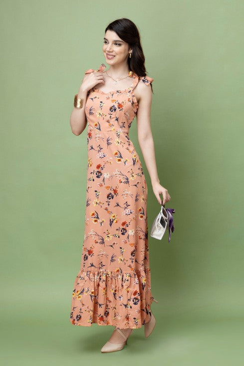 Floral Printed Strappy Maxi Dress