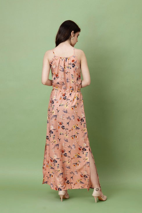 Floral Printed Noodle Strap Maxi Dress