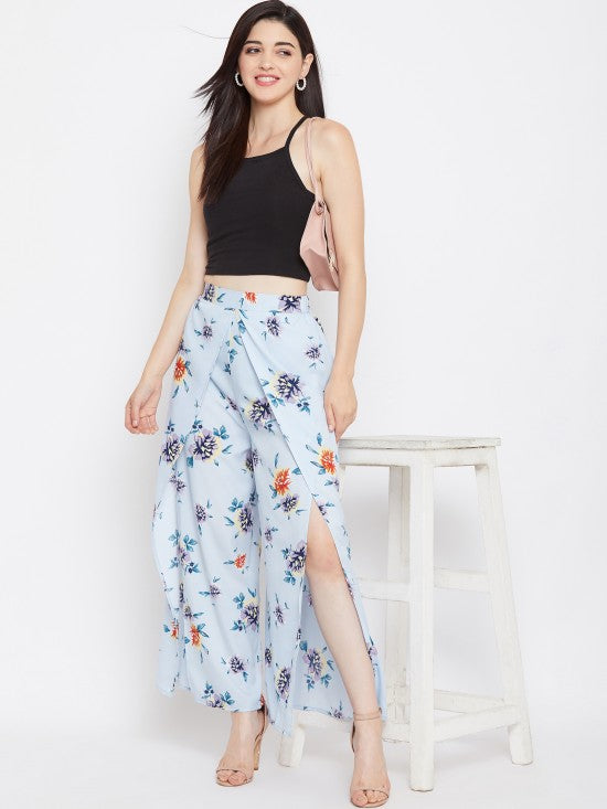 Floral printed slit pants