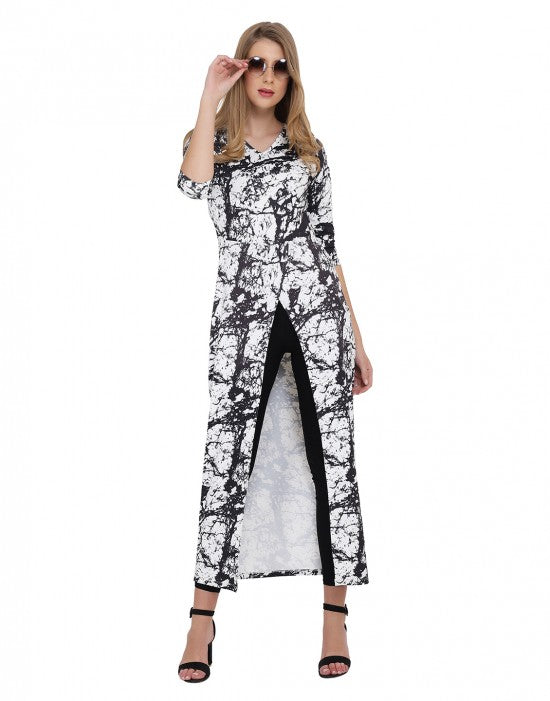 Abstract printed longline top