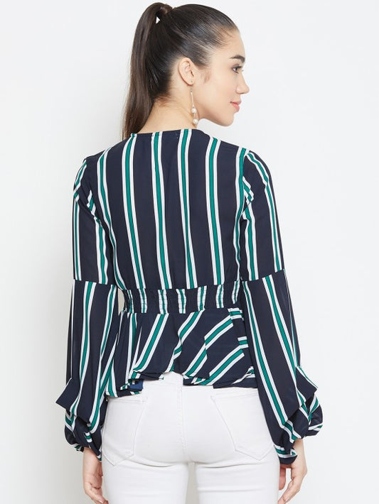 Bouffant Sleeves Peplum Top