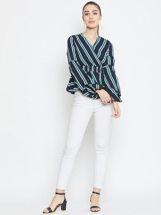 Bouffant Sleeves Peplum Top