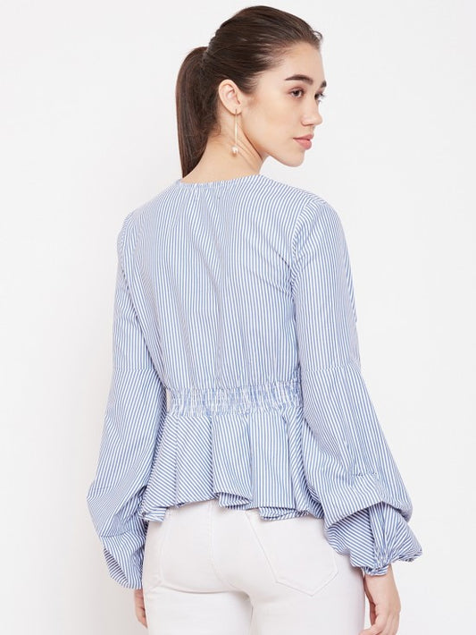 Bouffant Sleeves Peplum Top