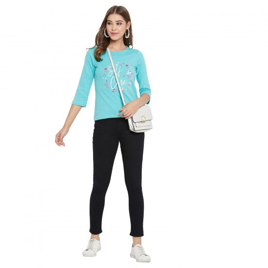 Printed 3/4 sleeves t-shirt