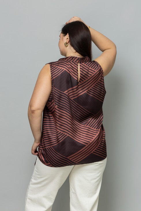 Striped Sleeveless Satin Top