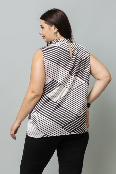 Striped Sleeveless Satin Top