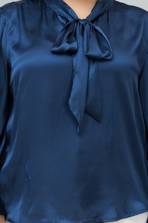 Tie-Up Neck Shirt Style Top