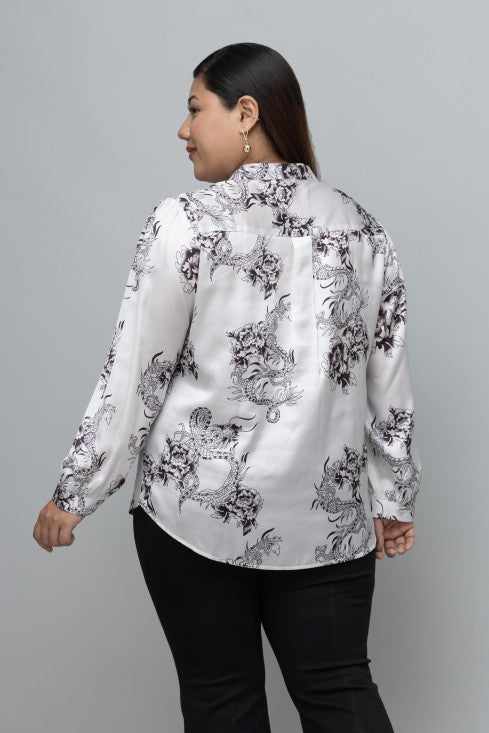 Dragon Print Satin Shirt