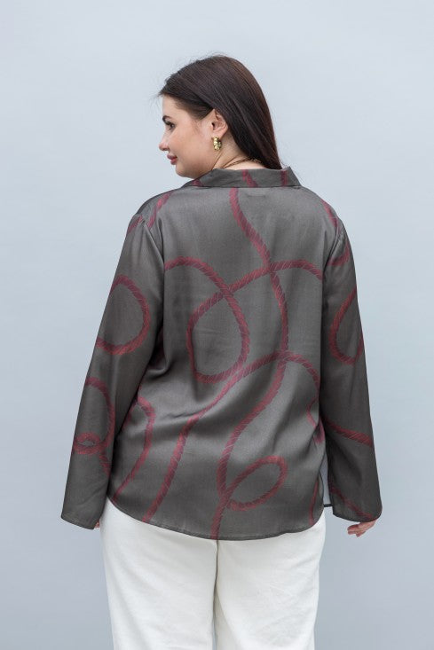 Slit Sleeves Satin Shirt
