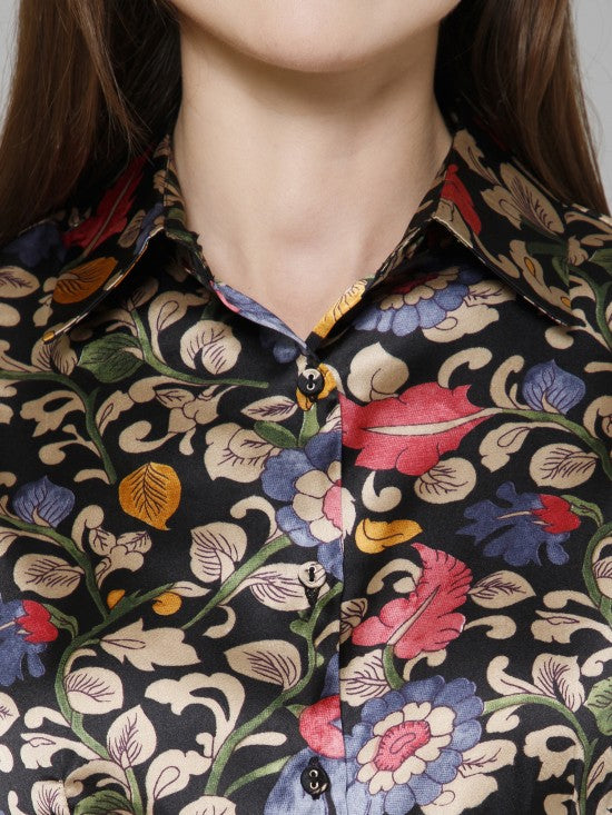 Floral Casual Satin Shirt