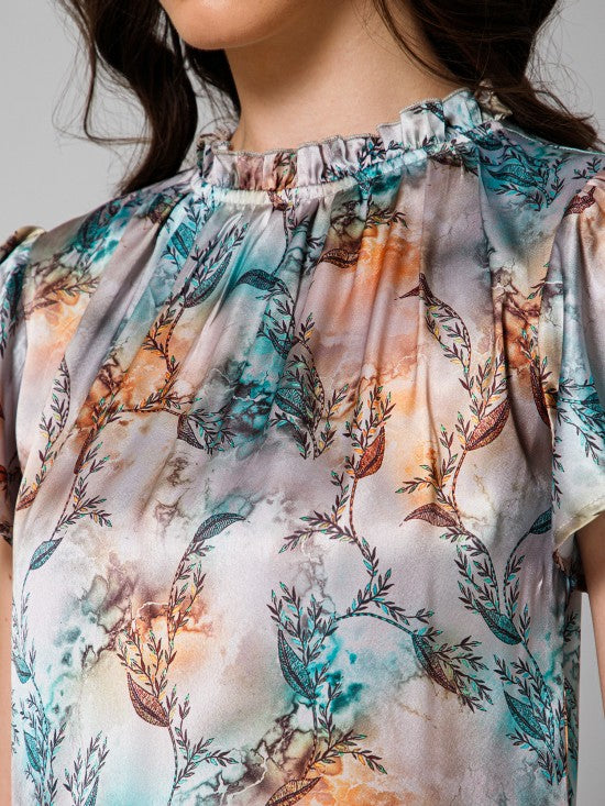 Short Sleeves Satin Top