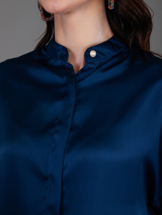 Short Sleeves Satin Shirt