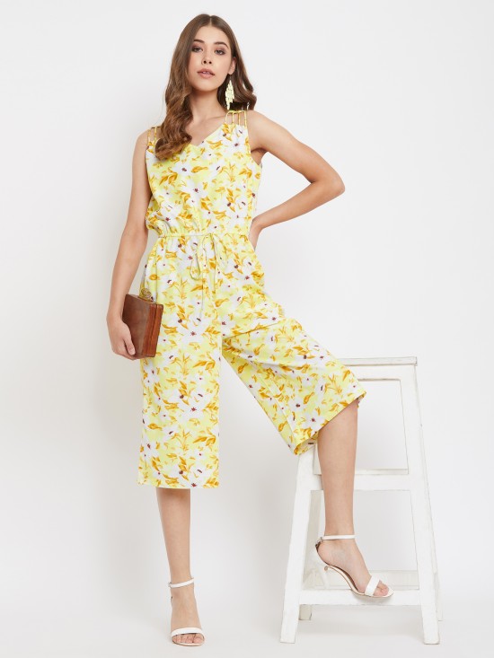 Floral Print Culotte Style Jumpsuit