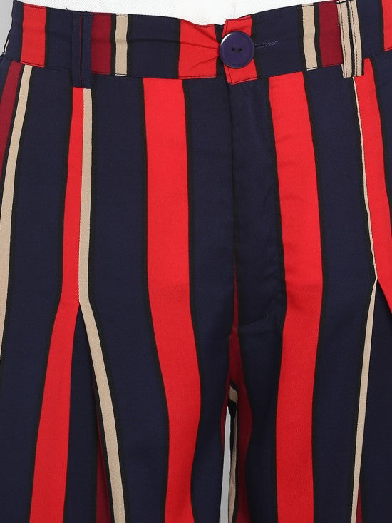 Stripes printed flared trousers
