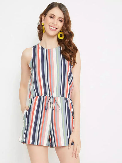 Stripes printed romper