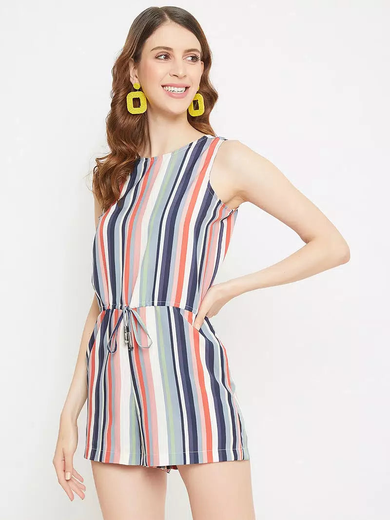Stripes printed romper