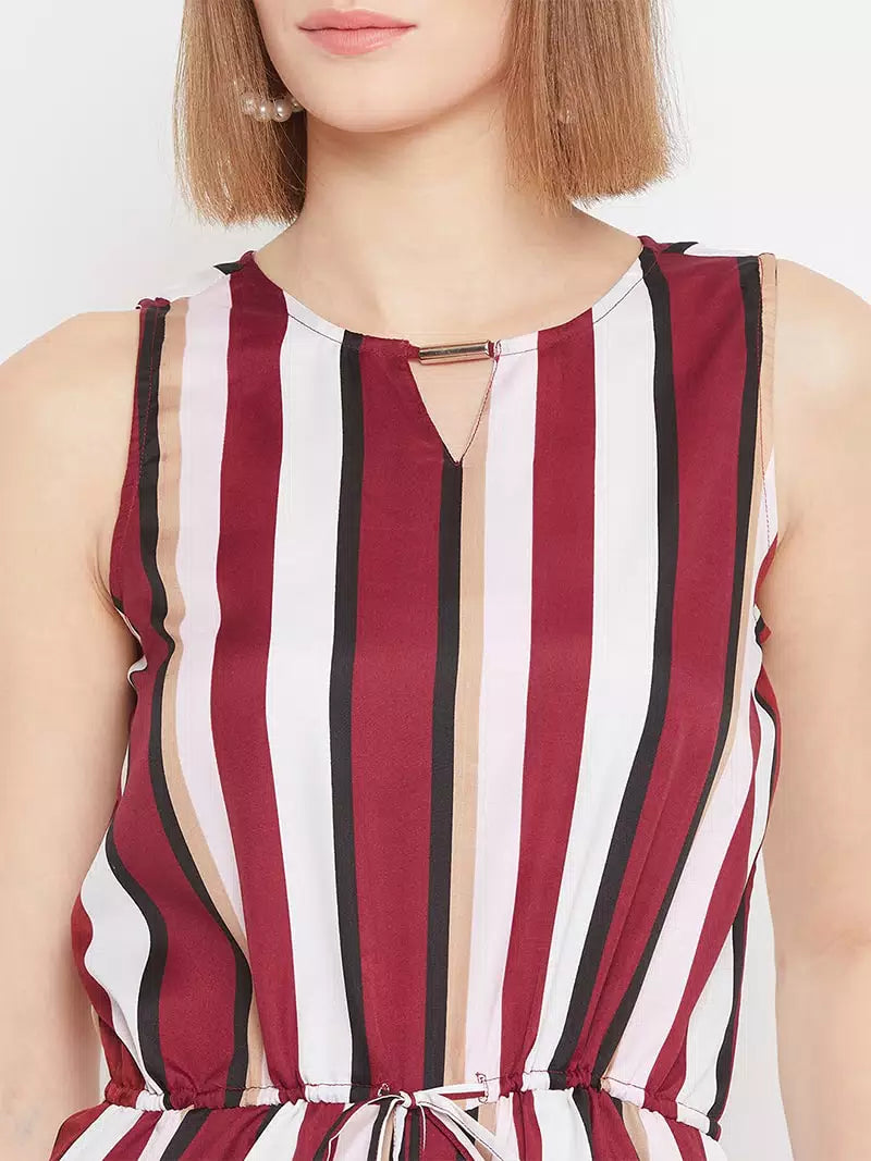 V-neck romper with drawstrings