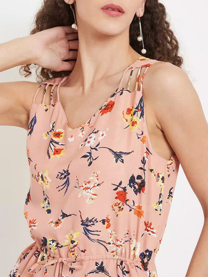 String strap style drawstring romper