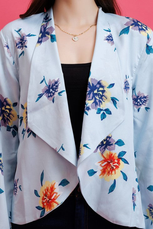 Floral Printed Blazer Style Shrug