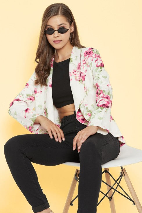 Floral Printed Blazer Style Shrug
