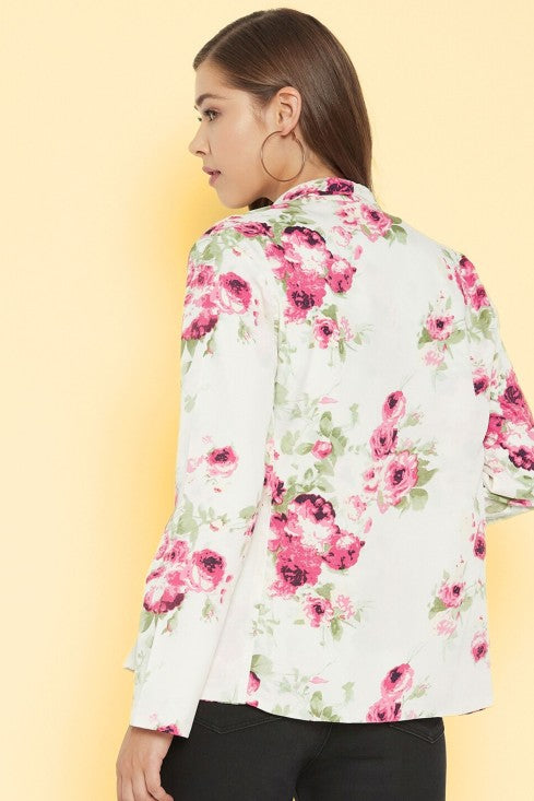 Floral Printed Blazer Style Shrug