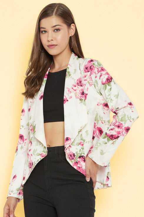 Floral Printed Blazer Style Shrug
