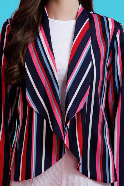 Striped Blazer Style Shrug