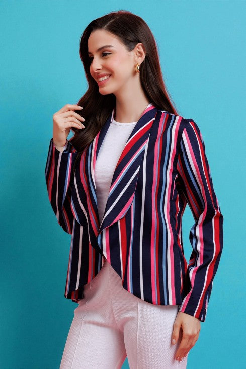 Striped Blazer Style Shrug