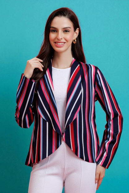 Striped Blazer Style Shrug