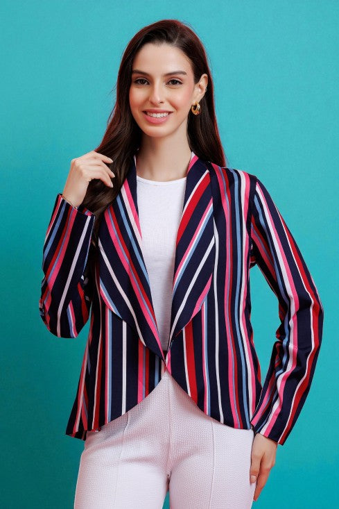 Striped Blazer Style Shrug