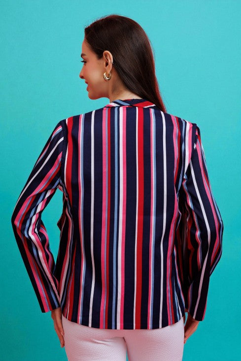 Striped Blazer Style Shrug