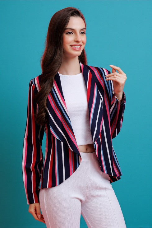 Striped Blazer Style Shrug