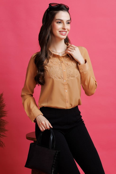 Lace Insert Yoke Shirt