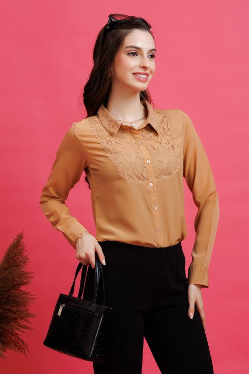Lace Insert Yoke Shirt