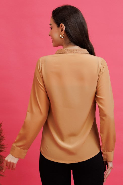 Lace Insert Yoke Shirt
