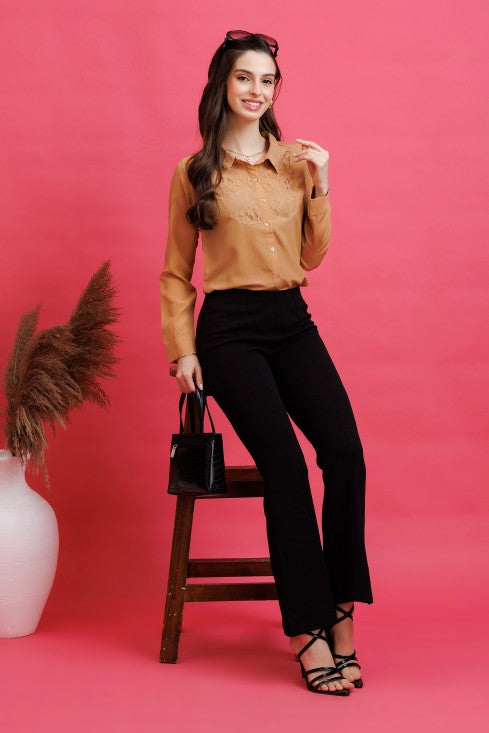 Lace Insert Yoke Shirt
