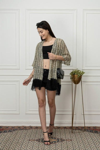 Printed Kimono Style Shrug