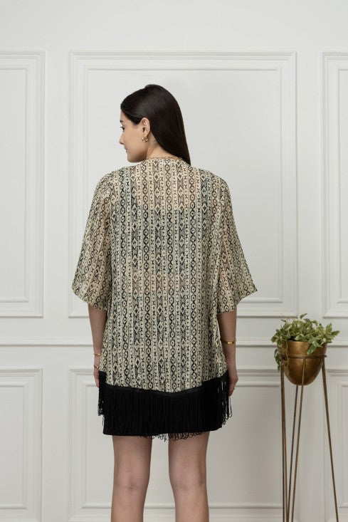 Printed Kimono Style Shrug