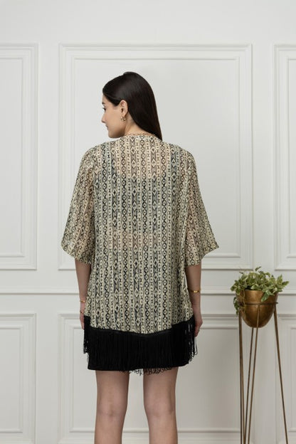 Printed Kimono Style Shrug