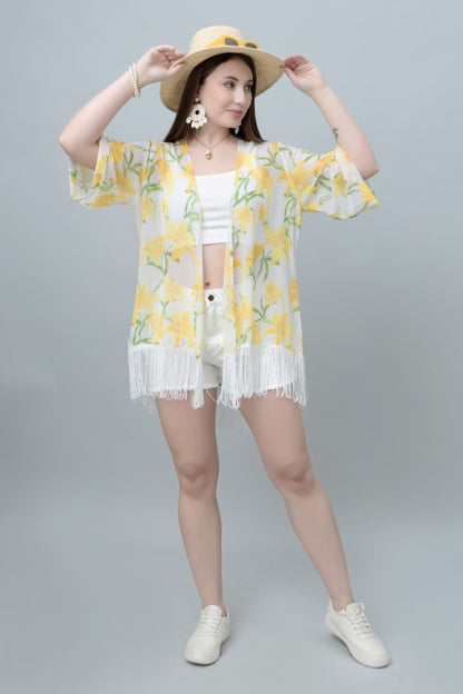 Floral Print Kimono