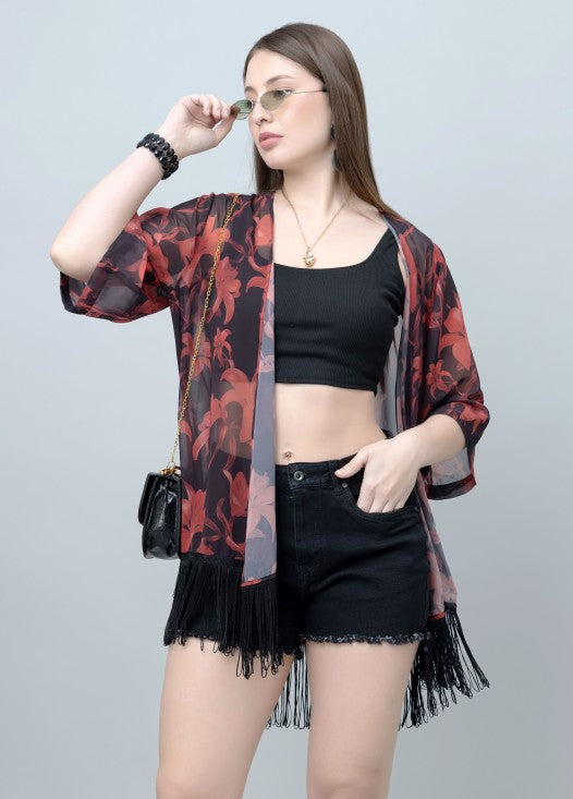 Floral Print Kimono