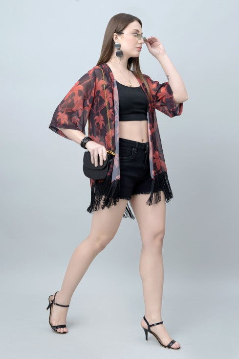 Floral Print Kimono