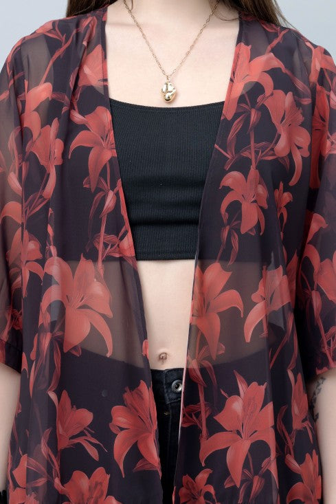 Floral Print Kimono